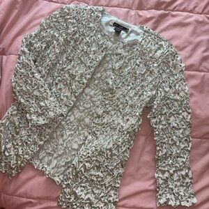 Y2K Popcorn Sequin Cardigan – Sage Green Crinkle Stretch Jacket